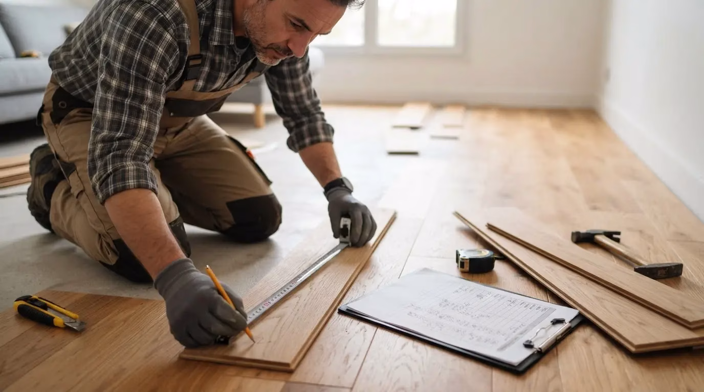 Measuring parquet boards and estimating flooring installation costs